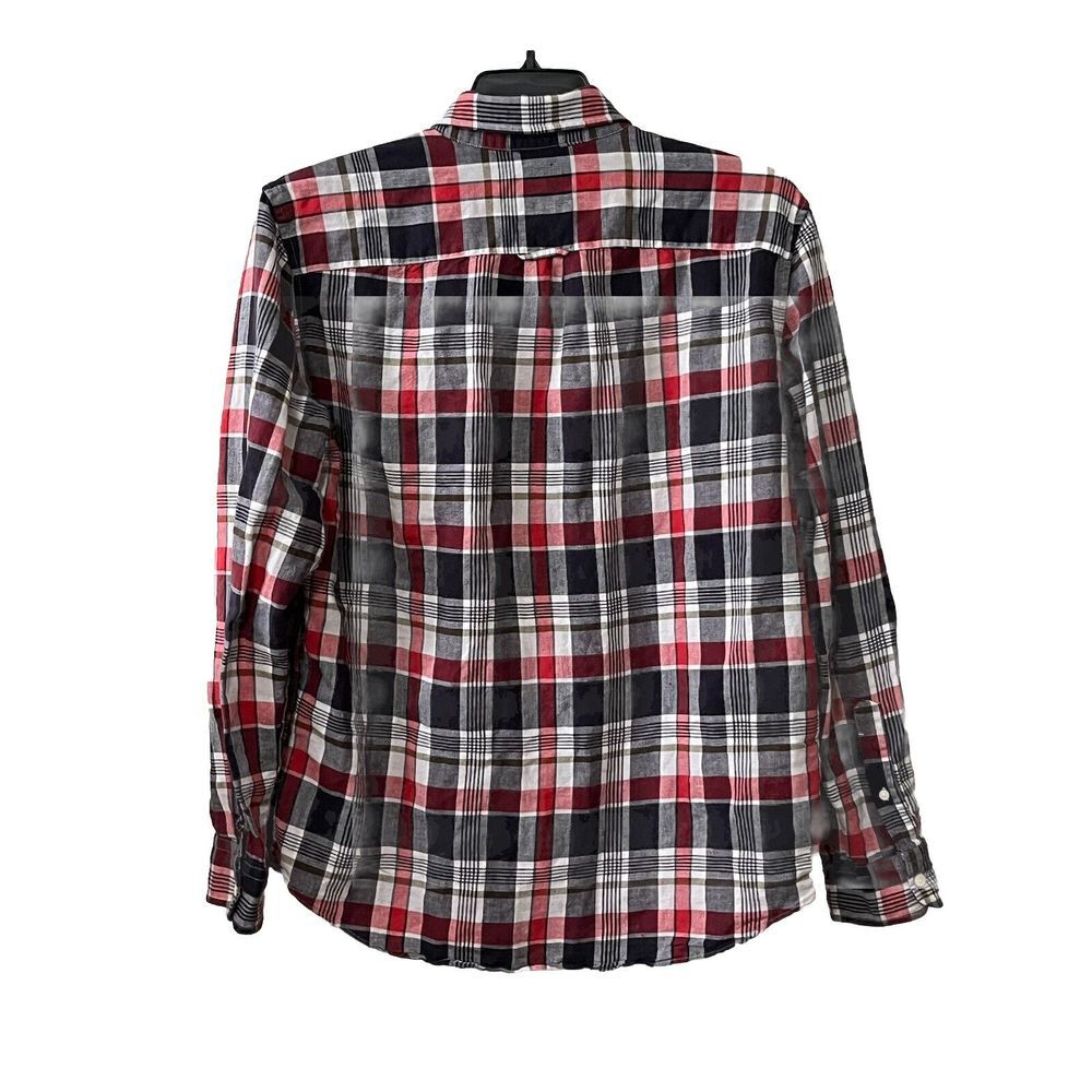 American Eagle Sz L Mens Seriously Soft Classic Fit Long Sleeve Blue Red Plaid - Picture 2 of 9
